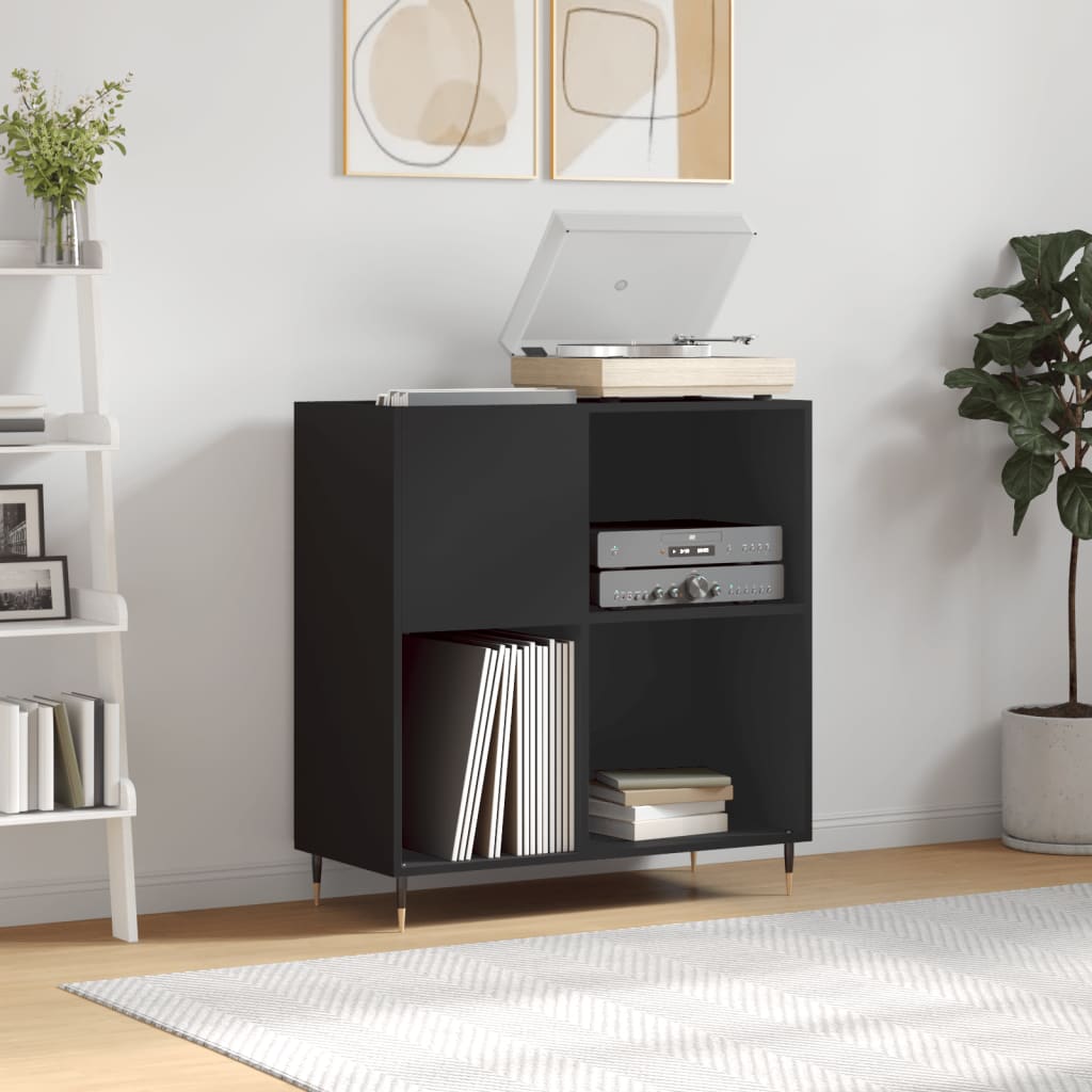 Hifi-benk svart 84,5x38x89 cm konstruert tre