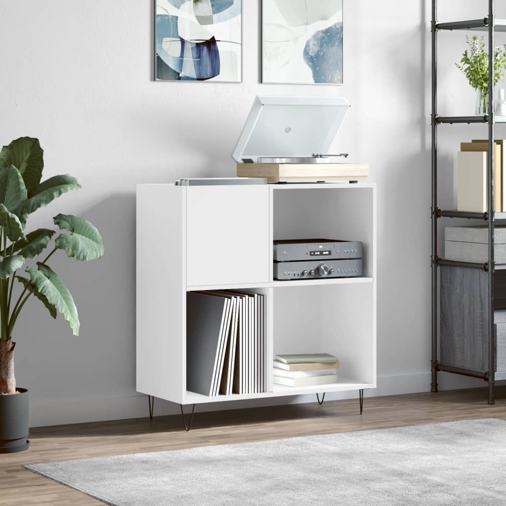 Hifi-benk hvit 84,5x38x89 cm konstruert tre