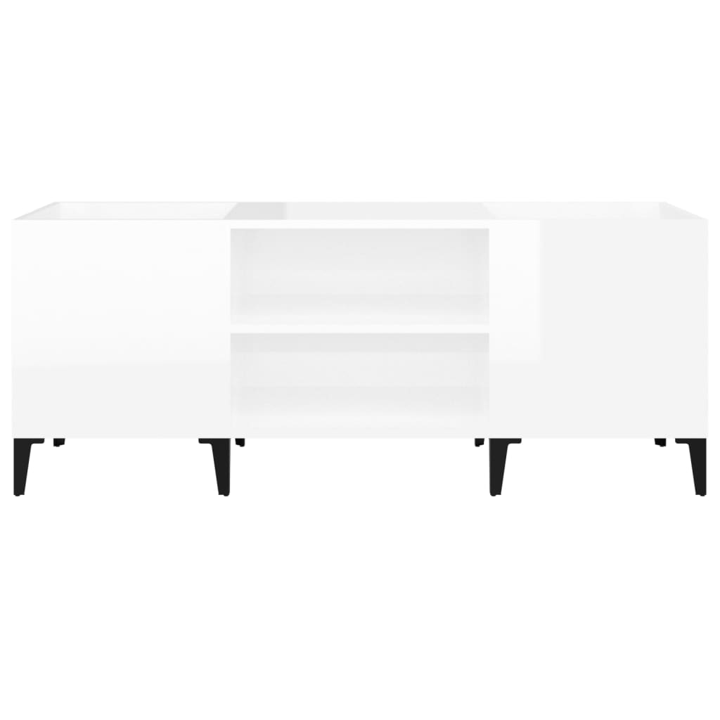 Hifi-benk høyglans hvit 121x38x48 cm konstruert tre
