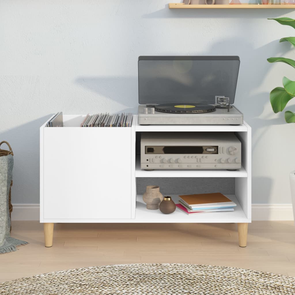 Hifi-benk hvit 84,5x38x48 cm konstruert tre