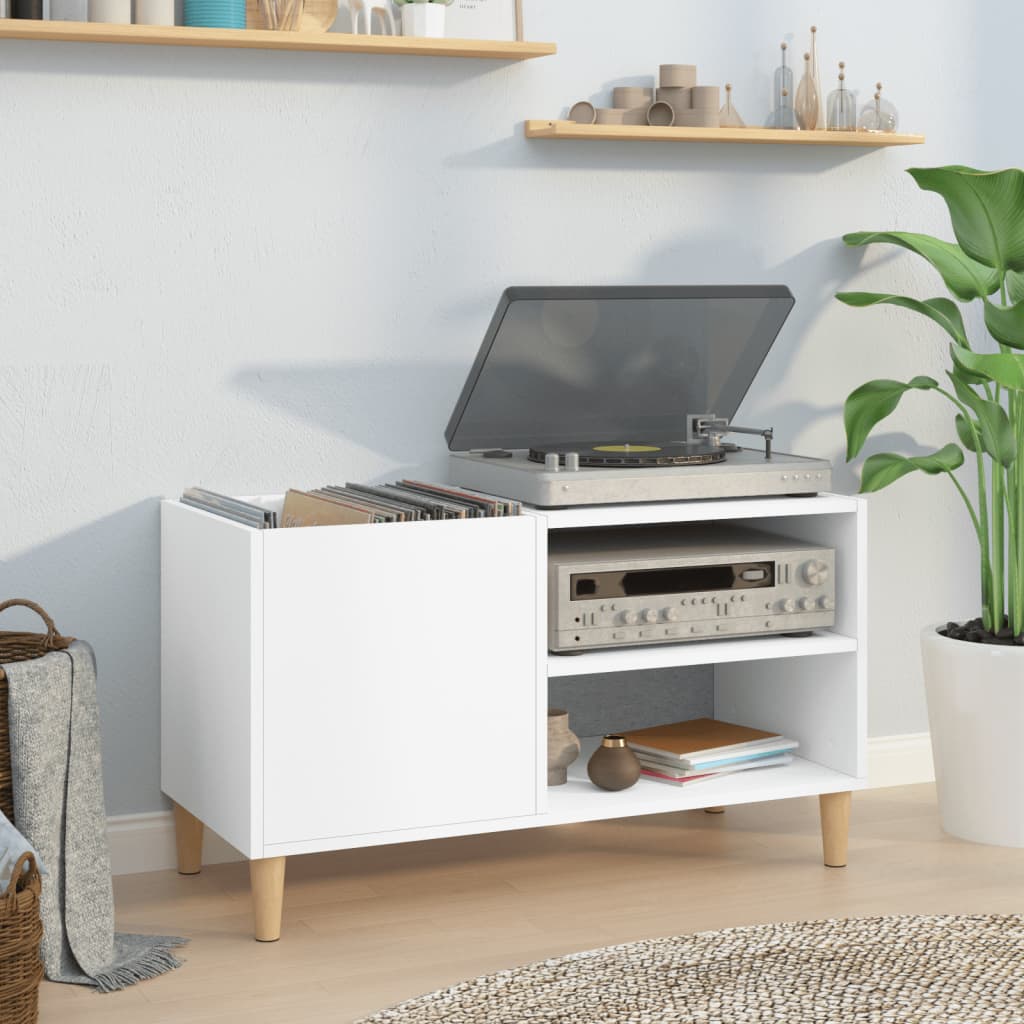 Hifi-benk hvit 84,5x38x48 cm konstruert tre