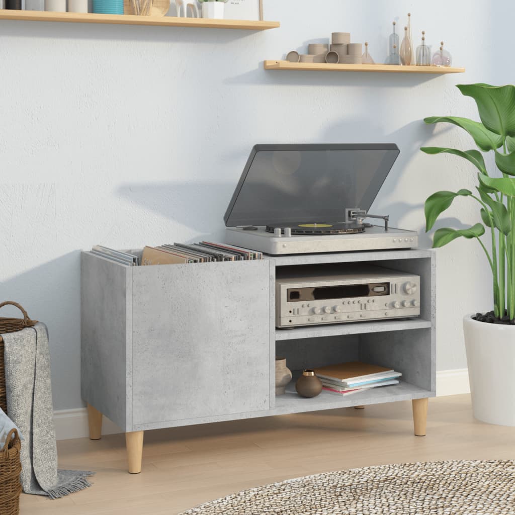 Hifi-benk betonggrå 84,5x38x48 cm konstruert tre