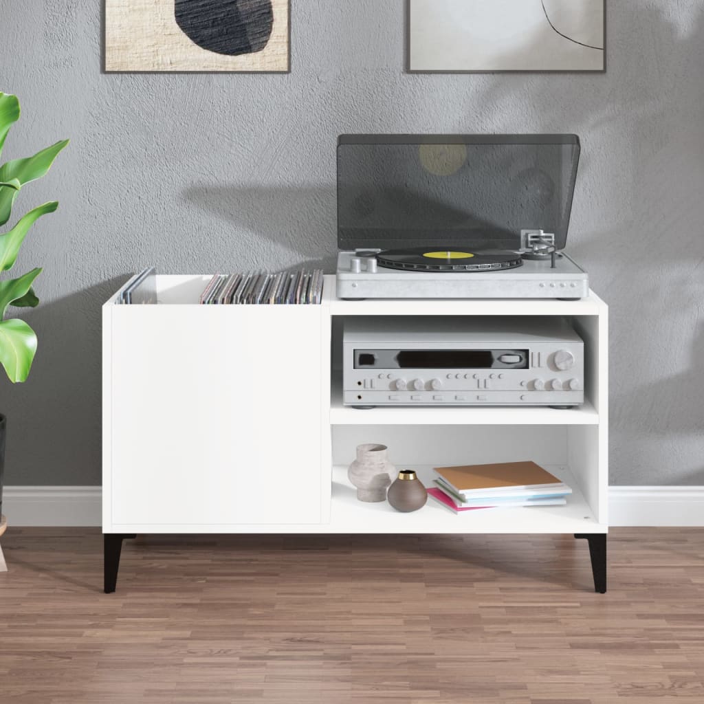 Hifi-benk hvit 84,5x38x48 cm konstruert tre