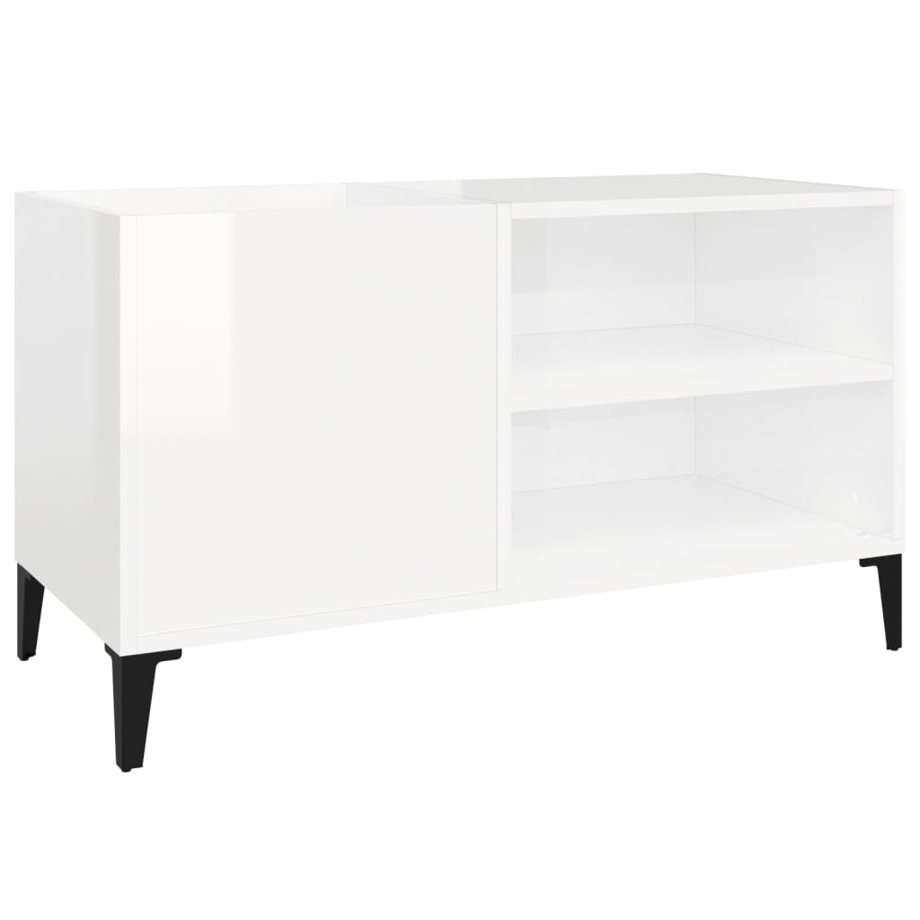 Hifi-benk høyglans hvit 84,5x38x48 cm konstruert tre