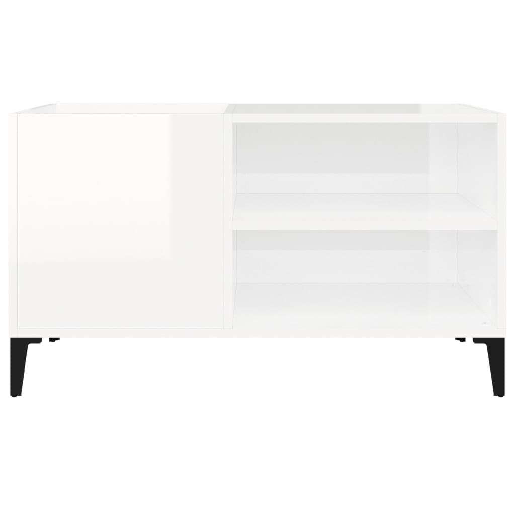 Hifi-benk høyglans hvit 84,5x38x48 cm konstruert tre