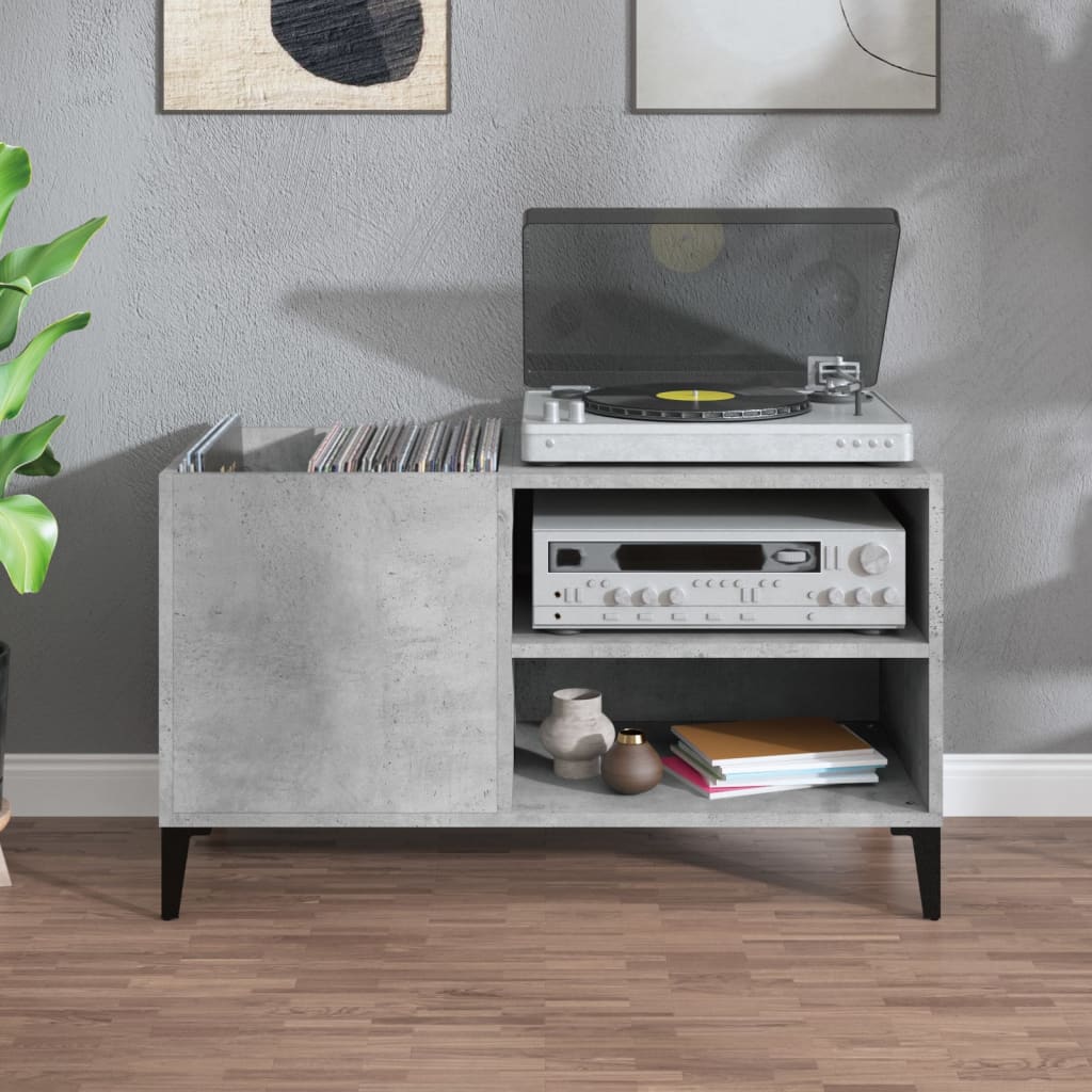 Hifi-benk betonggrå 84,5x38x48 cm konstruert tre