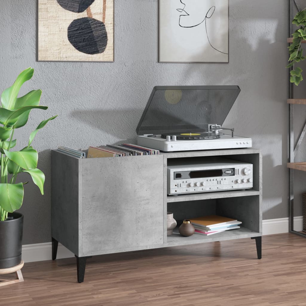 Hifi-benk betonggrå 84,5x38x48 cm konstruert tre