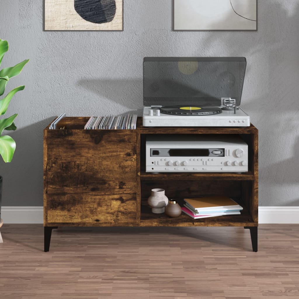Hifi-benk røkt eik 84,5x38x48 cm konstruert tre