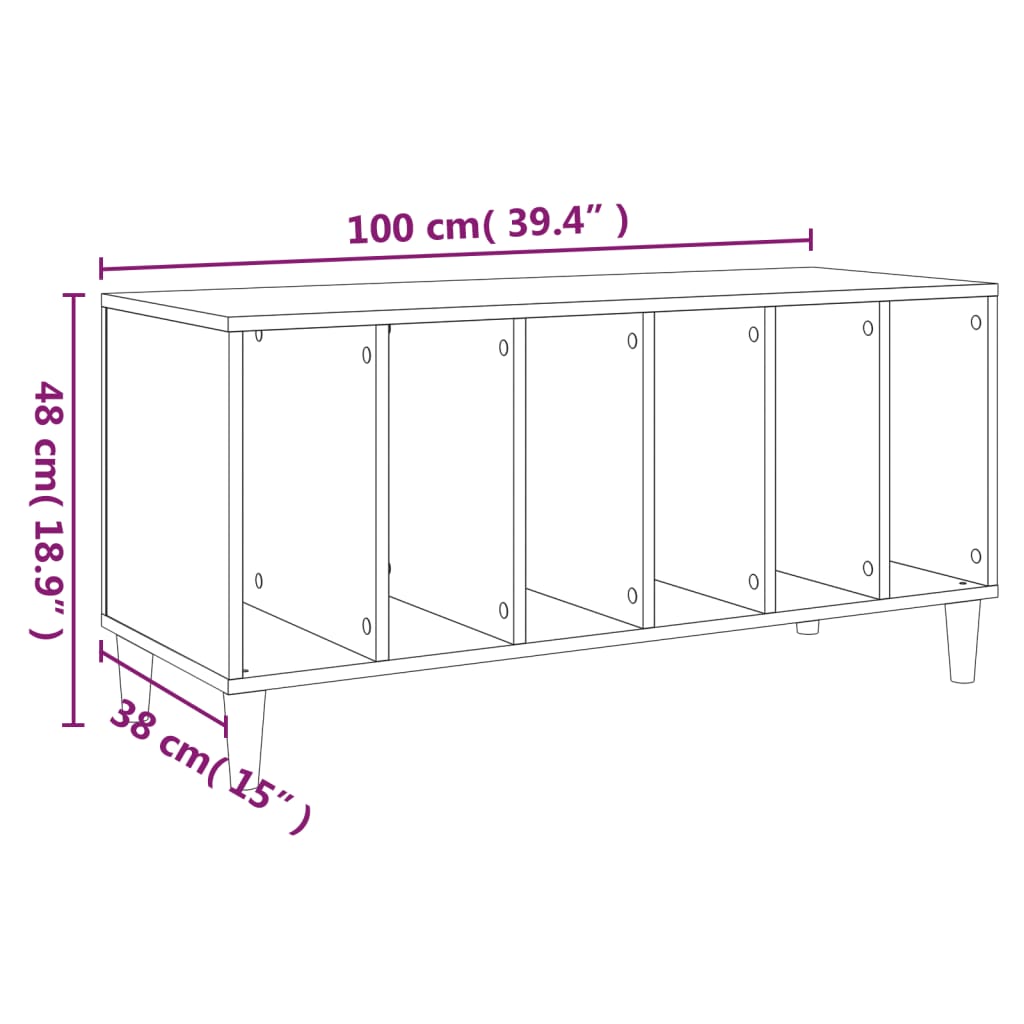 Hifi-benk sonoma eik 100x38x48 cm konstruert tre