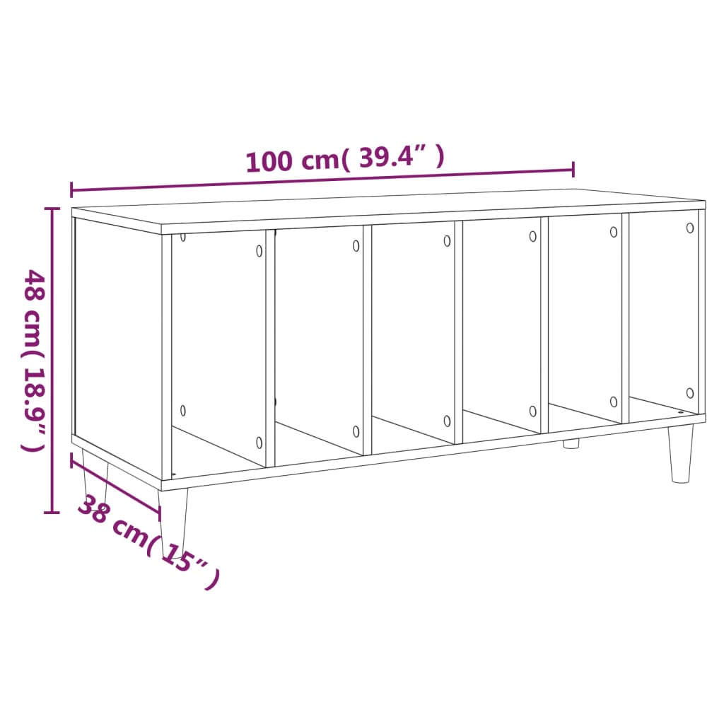 Hifi-benk betonggrå 100x38x48 cm konstruert tre