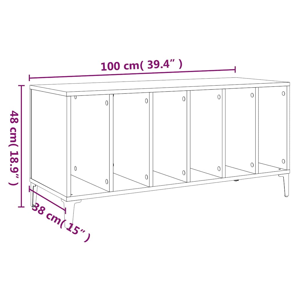 Hifi-benk grå sonoma 100x38x48 cm konstruert tre vidaXL
