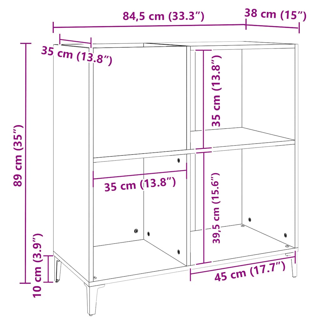 Hifi-benk sonoma eik 84,5x38x89 cm konstruert tre