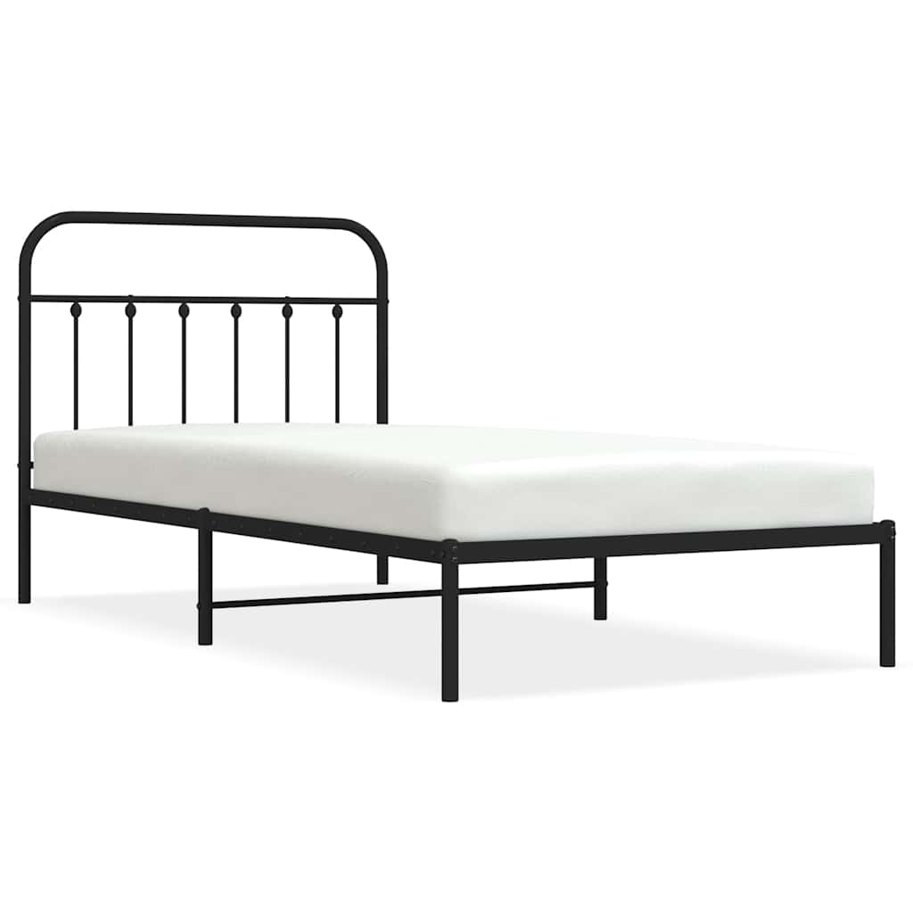 Sengeramme i metall med hodegavl svart 100x200 cm
