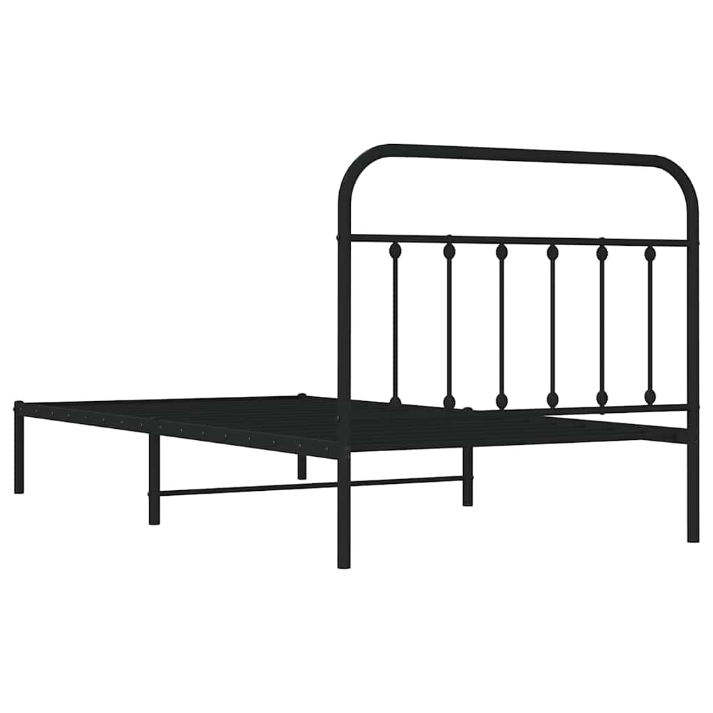 Sengeramme i metall med hodegavl svart 100x200 cm