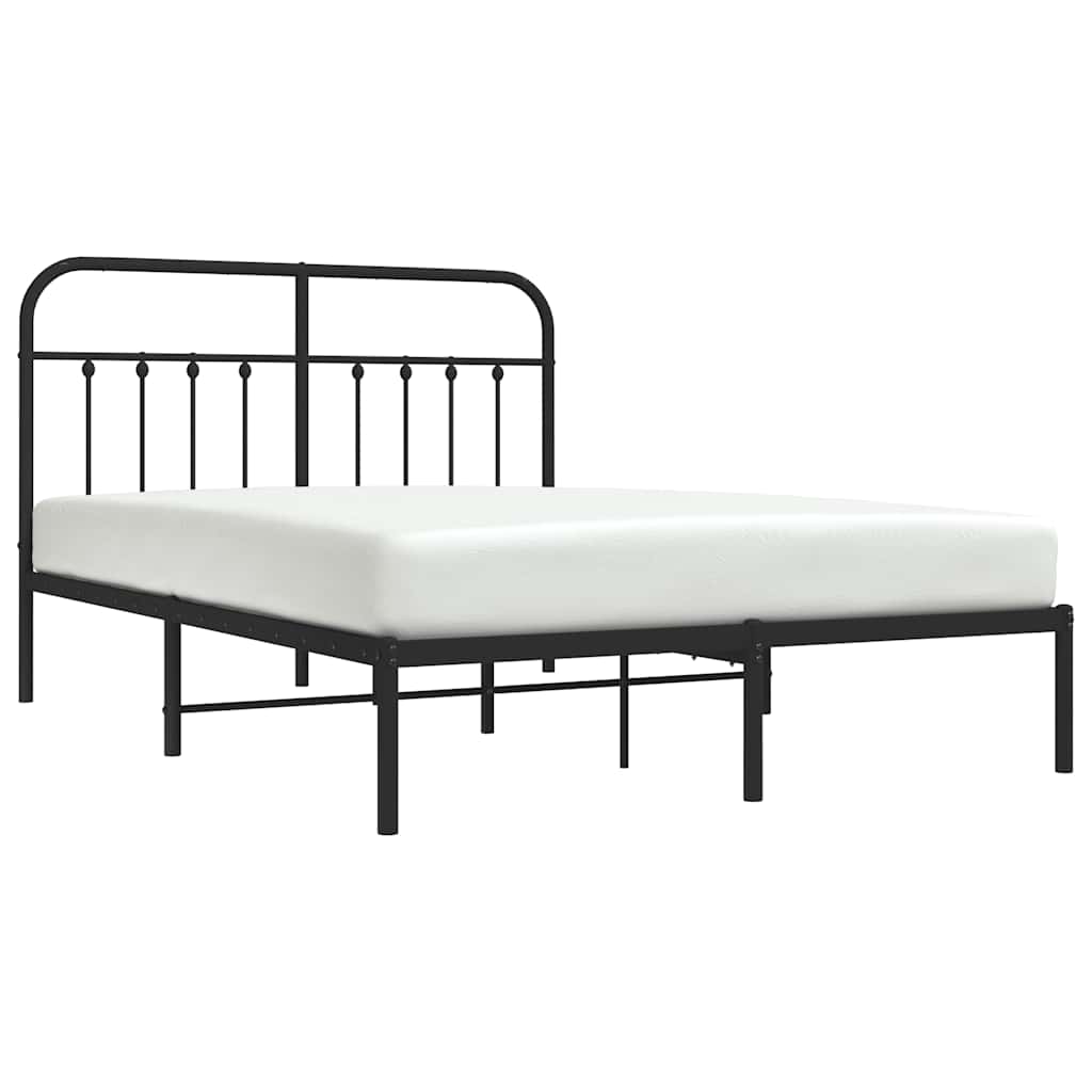 Sengeramme i metall med sengegavl svart 150x200 cm