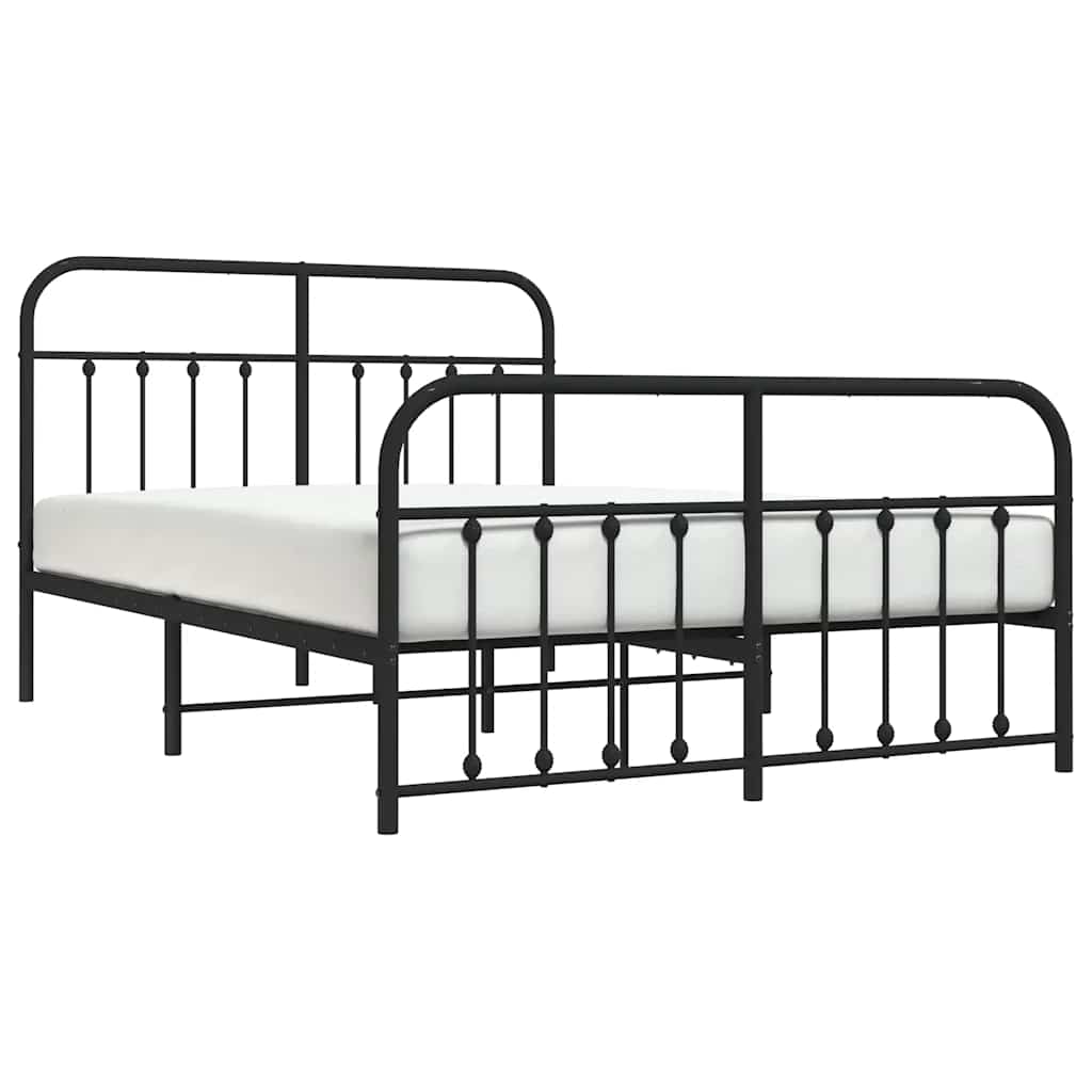 Sengeramme i metall med hode- og fotgavl svart 135x190 cm