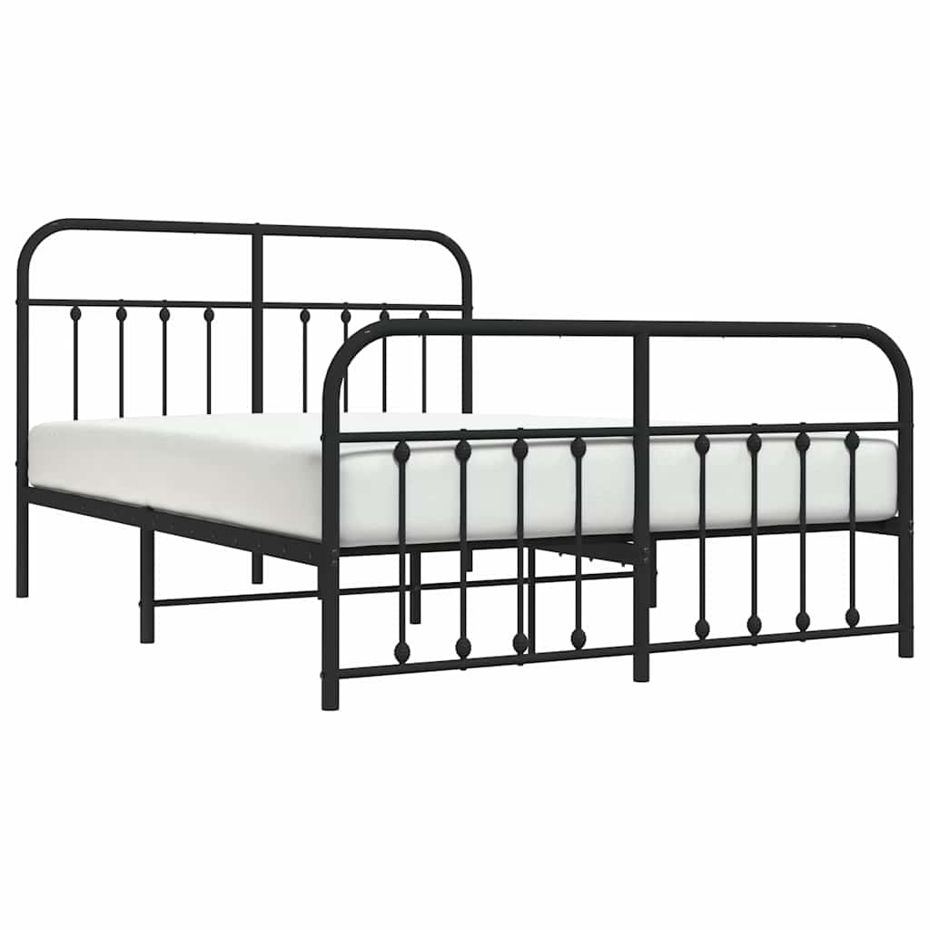 Sengeramme i metall med hode- og fotgavl svart 150x200 cm