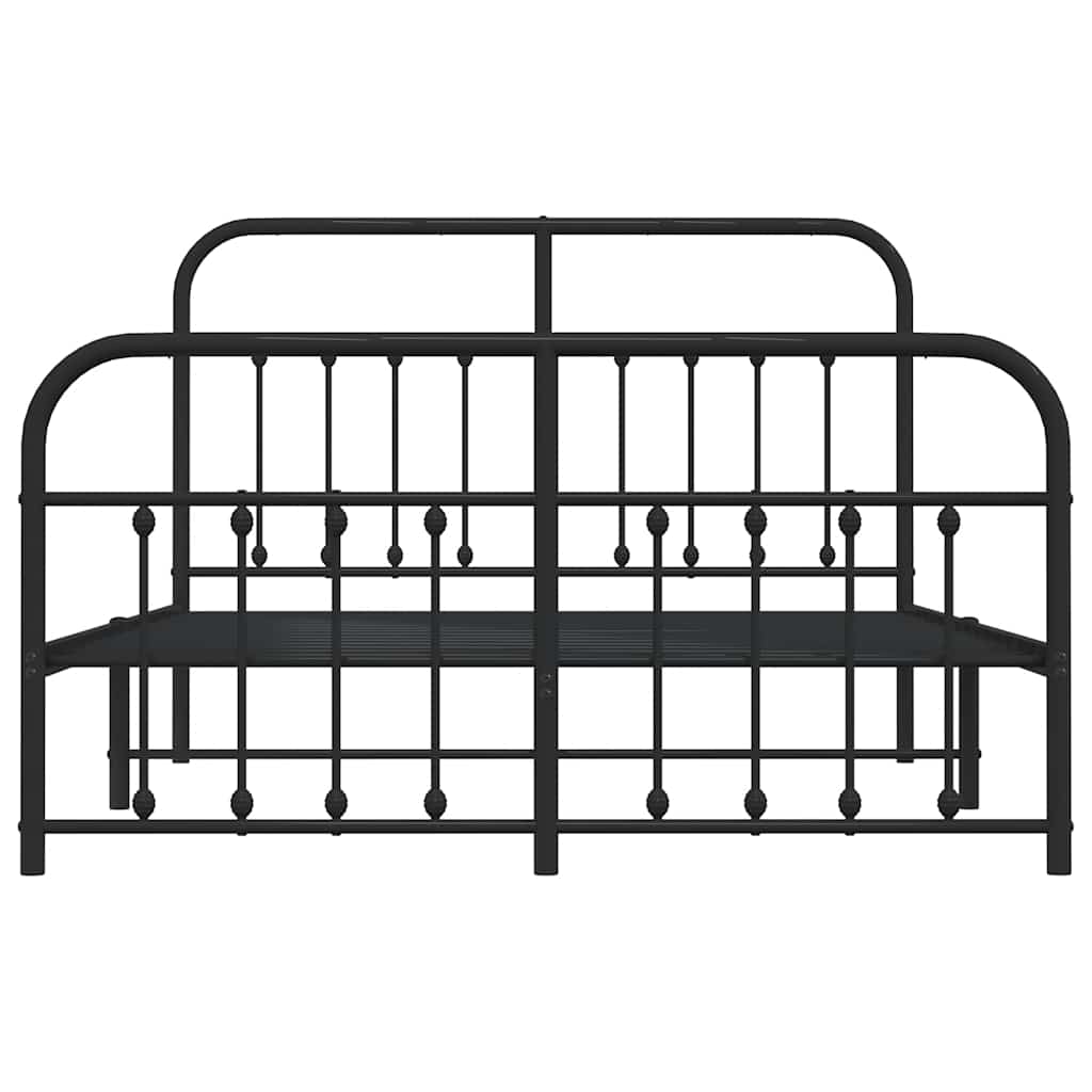 Sengeramme i metall med hode- og fotgavl svart 150x200 cm