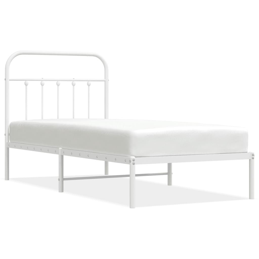Sengeramme i metall med hodegavl hvit 90x190 cm