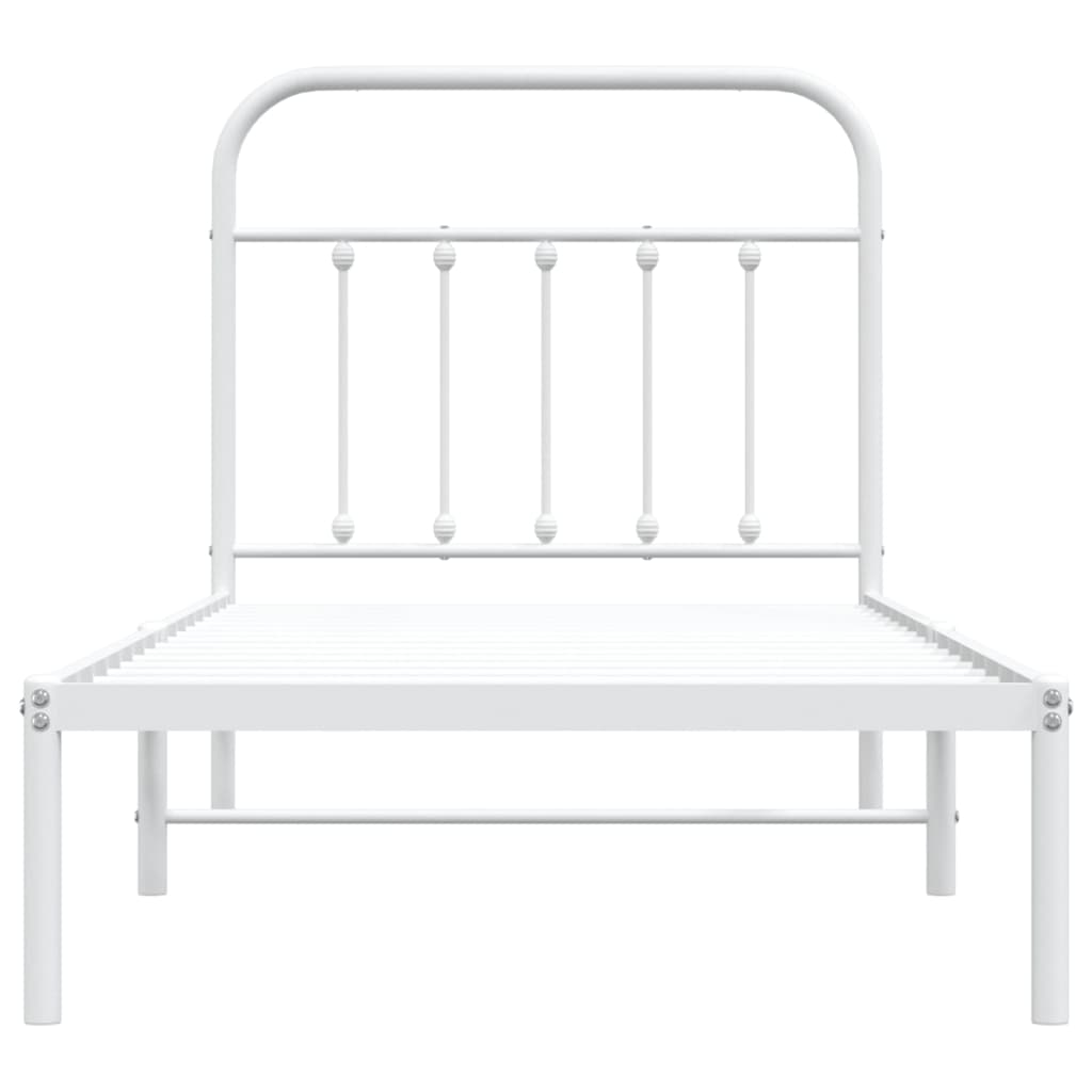 Sengeramme i metall med hodegavl hvit 90x190 cm