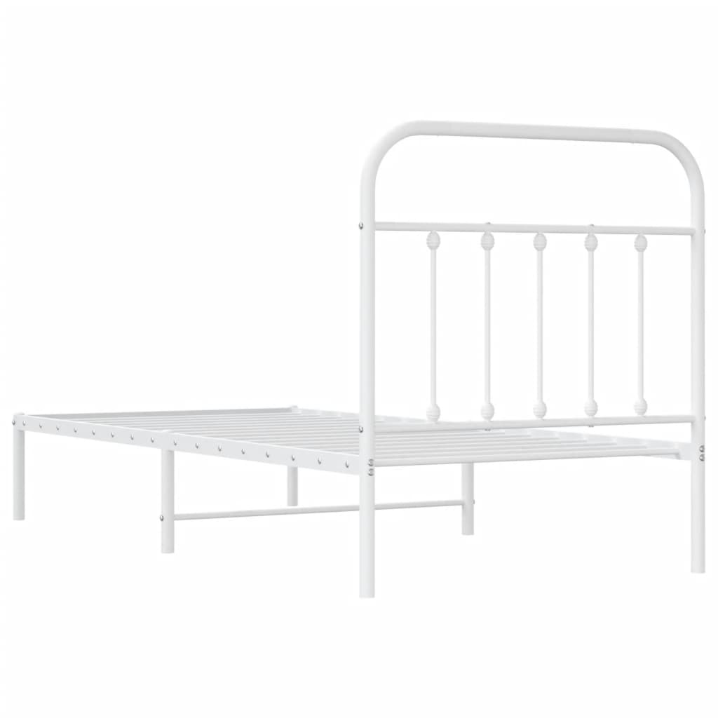 Sengeramme i metall med hodegavl hvit 90x190 cm