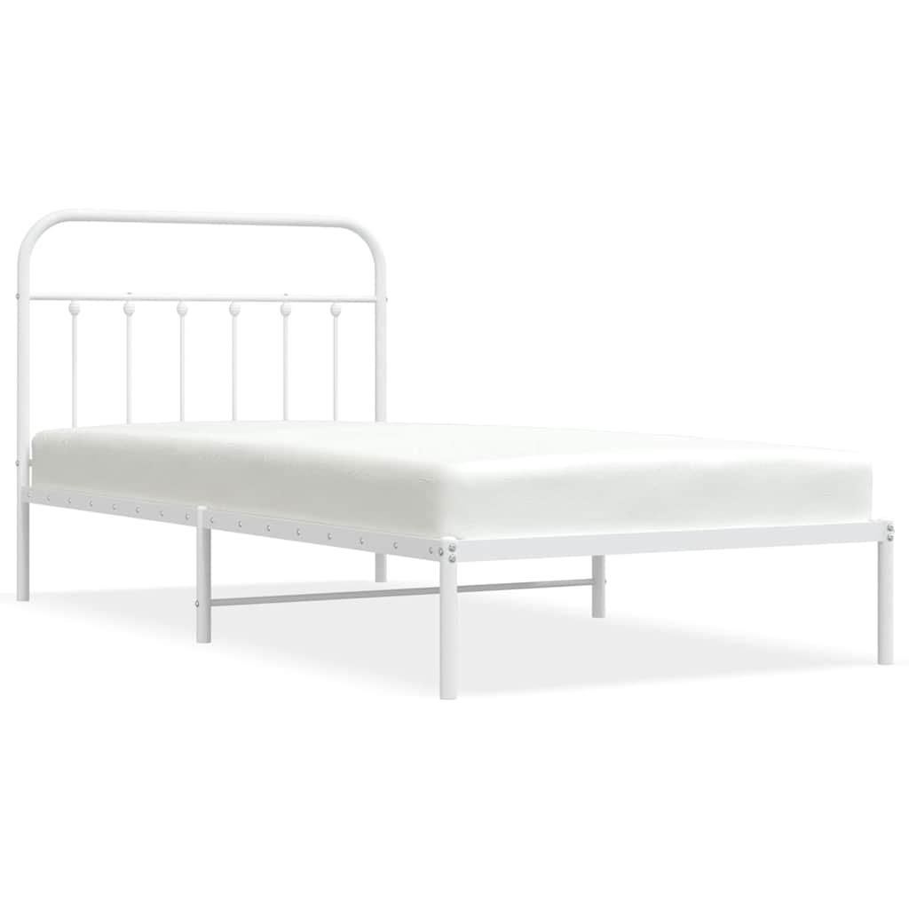 Sengeramme i metall med hodegavl hvit 100x200 cm vidaXL
