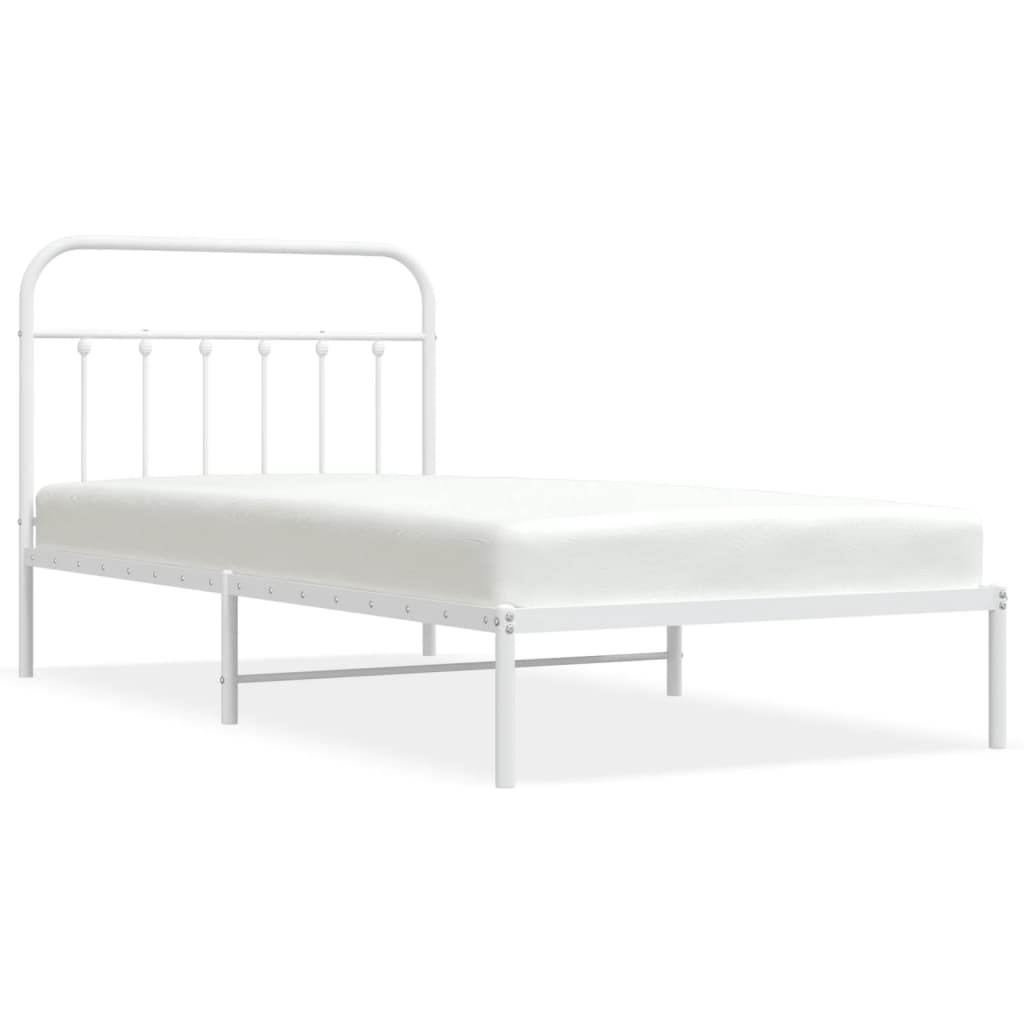 Sengeramme i metall med hodegavl hvit 107x203 cm