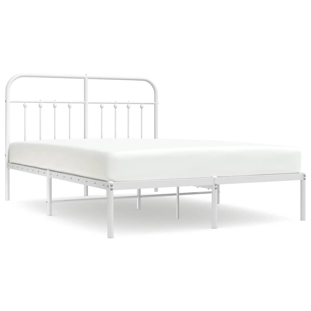 Sengeramme i metall med sengegavl hvit 150x200 cm