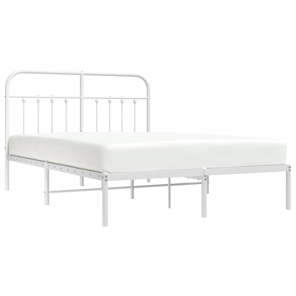 Sengeramme i metall med sengegavl hvit 150x200 cm