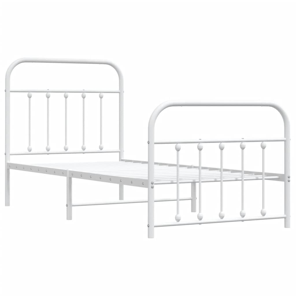 Sengeramme i metall med hode- og fotgavl hvit 90x190 cm