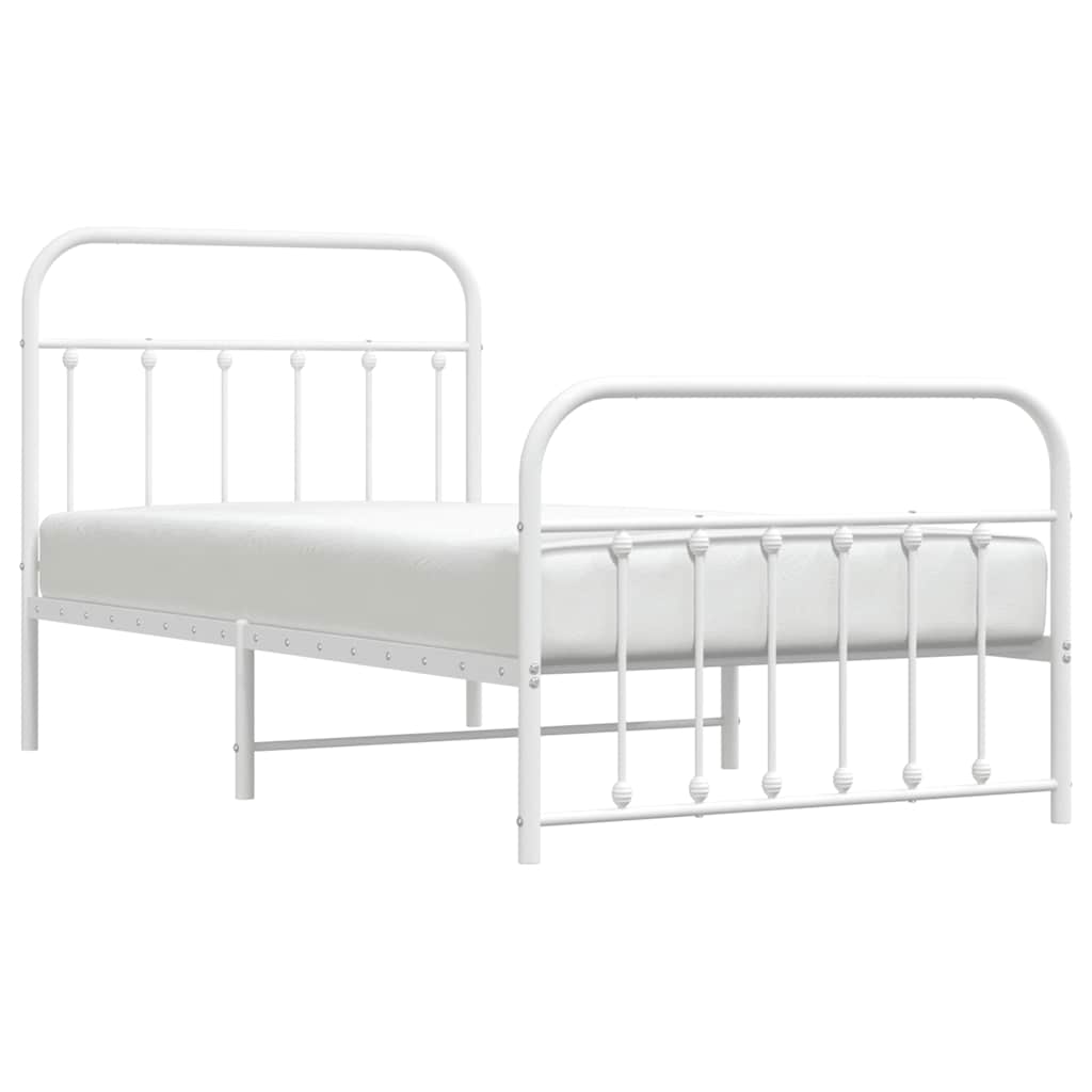 Sengeramme i metall med hode- og fotgavl hvit 100x190 cm
