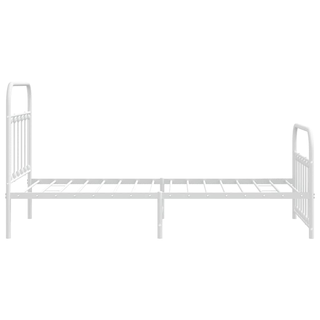 Sengeramme i metall med hode- og fotgavl hvit 100x190 cm