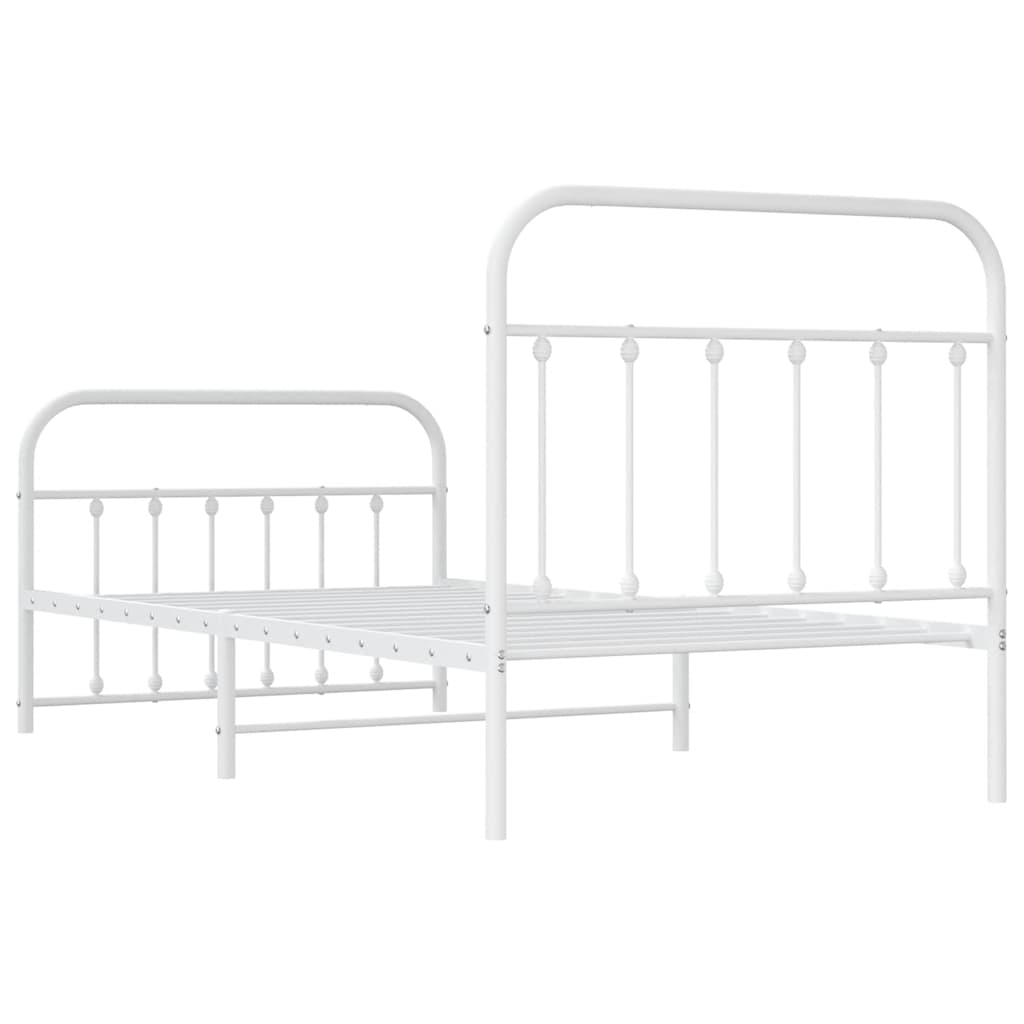 Sengeramme i metall med hode- og fotgavl hvit 100x190 cm