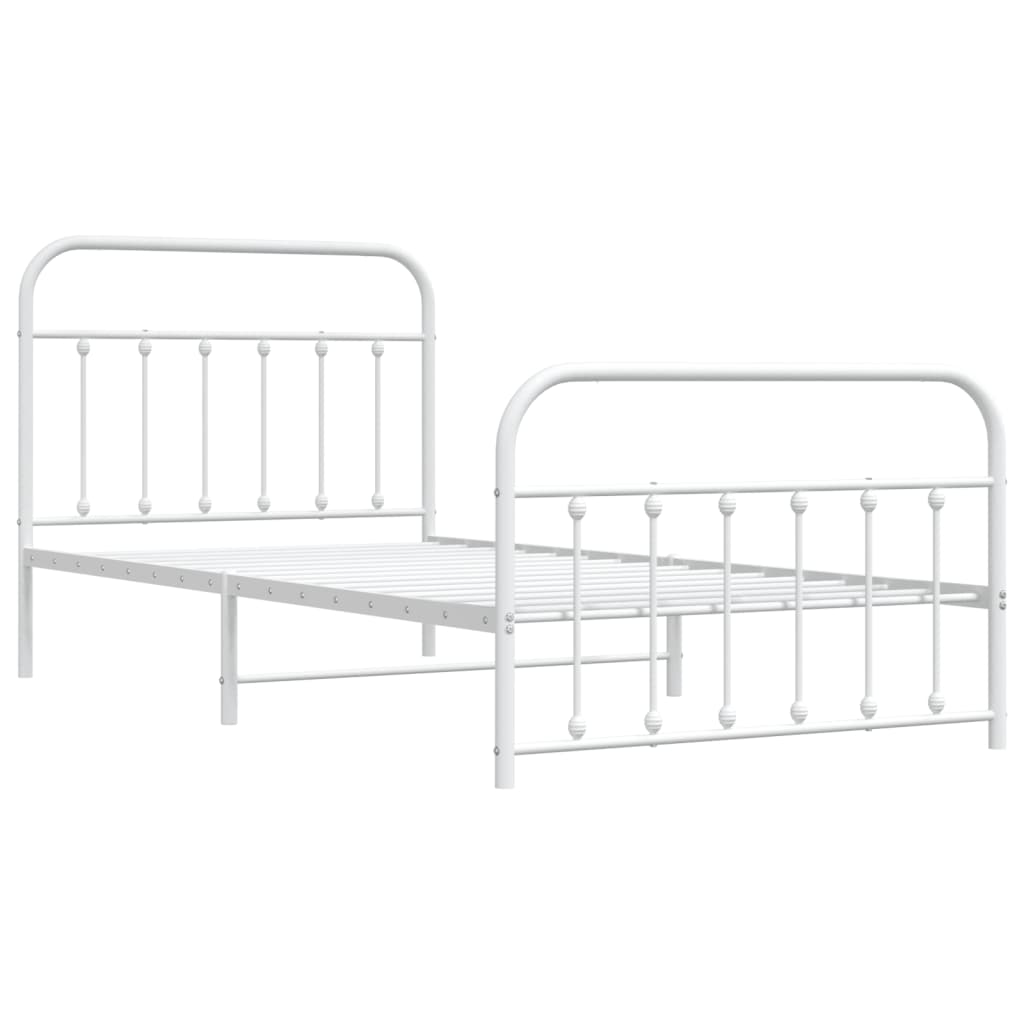 Sengeramme i metall med hode- og fotgavl hvit 107x203 cm