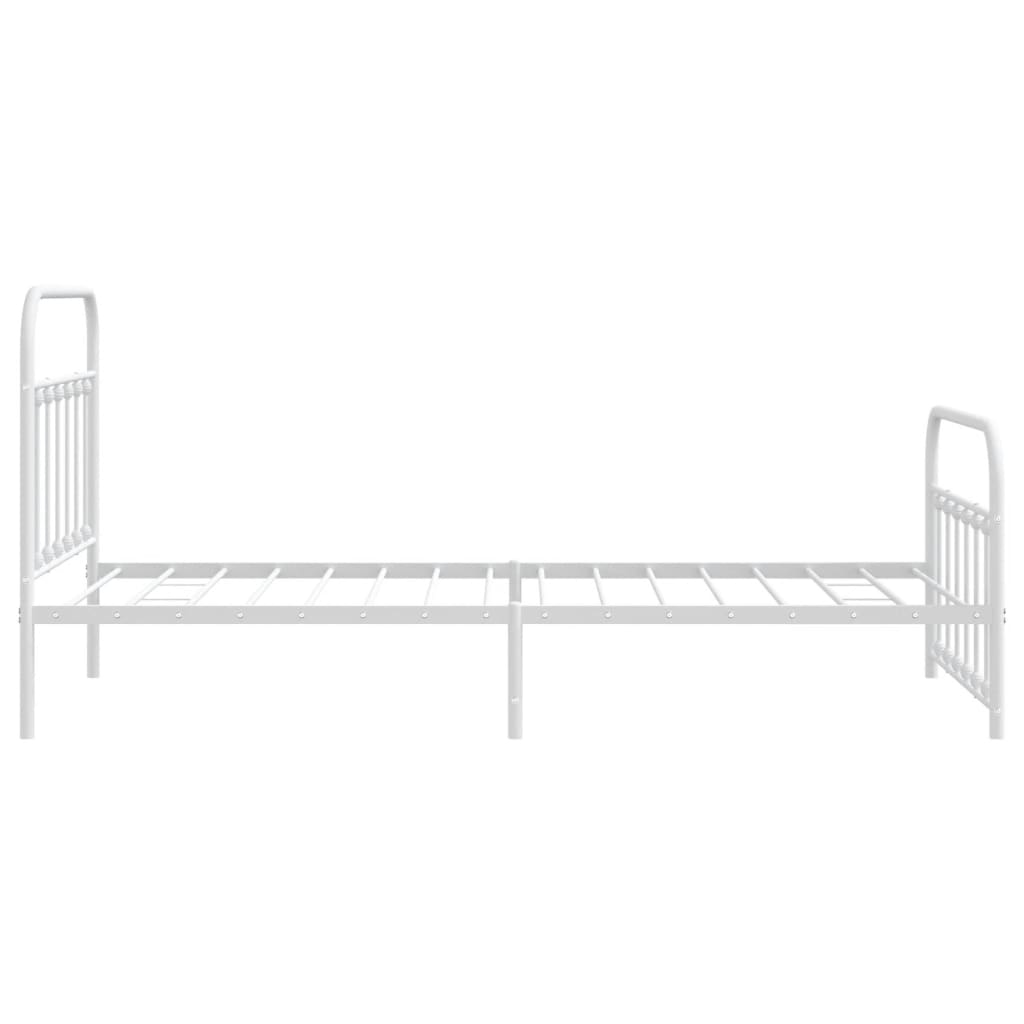 Sengeramme i metall med hode- og fotgavl hvit 107x203 cm