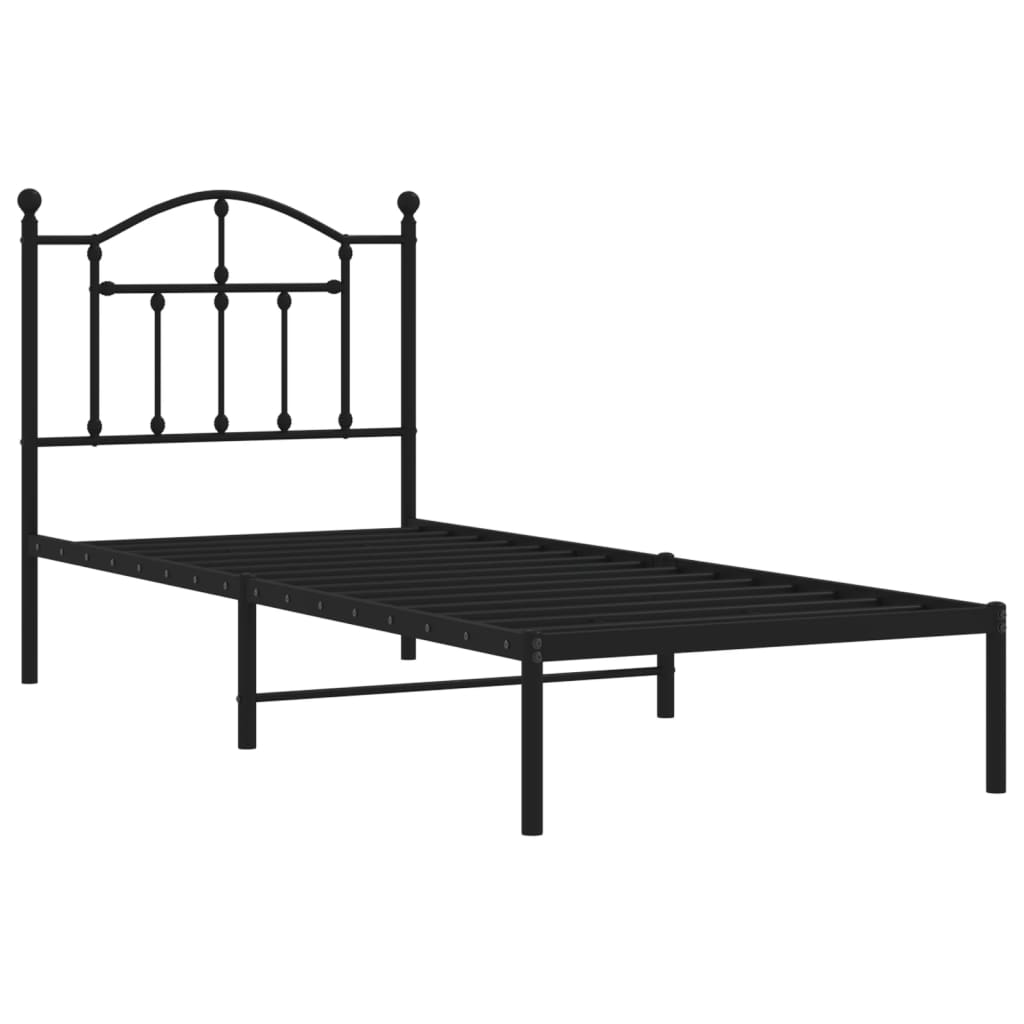 Sengeramme i metall med hodegavl svart 80x200 cm