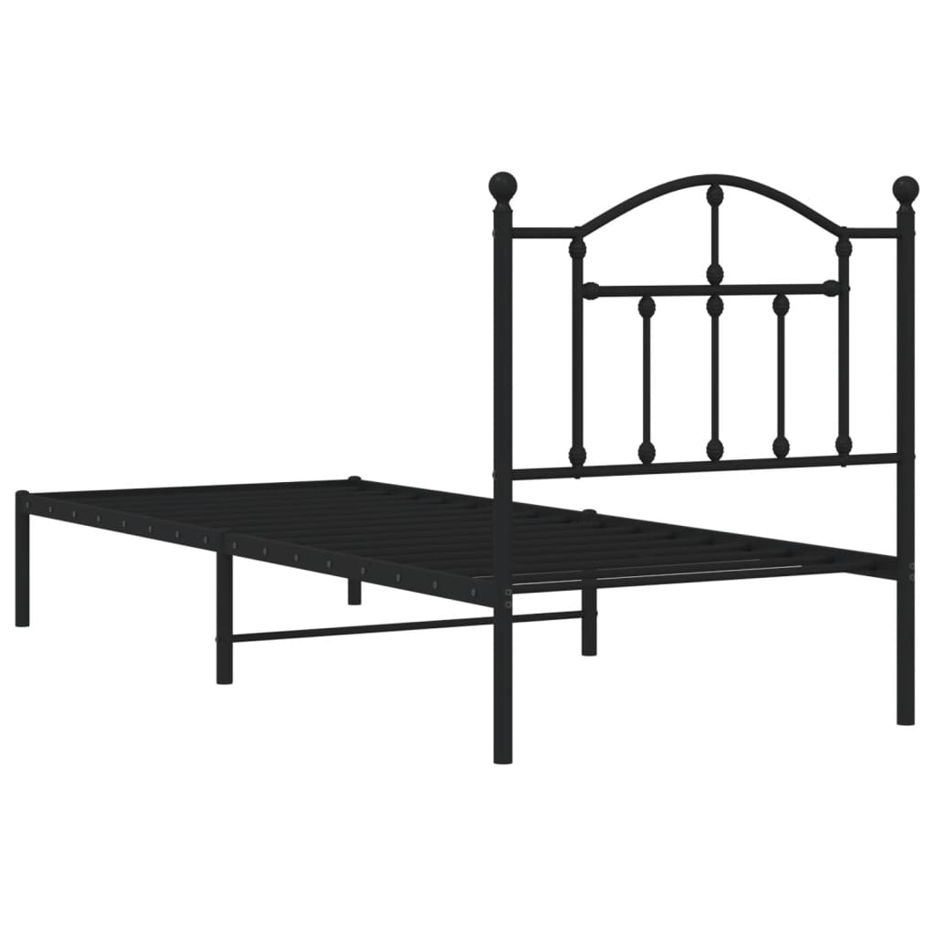 Sengeramme i metall med hodegavl svart 80x200 cm