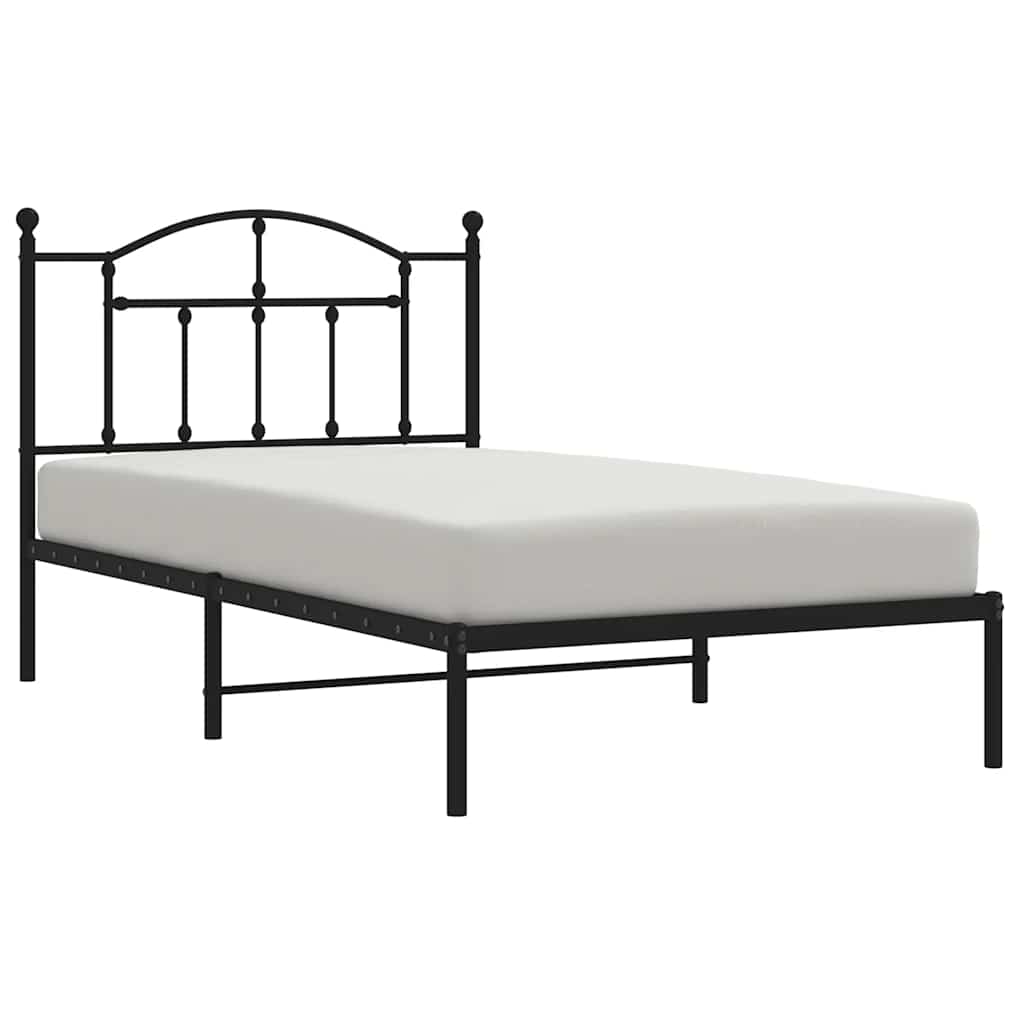 Sengeramme i metall med hodegavl svart 100x190 cm