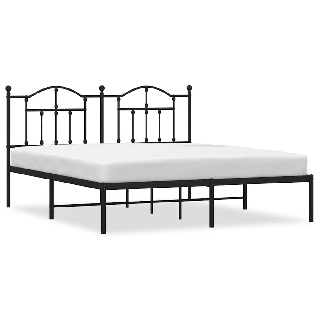Sengeramme i metall med hodegavl svart 160x200 cm vidaXL