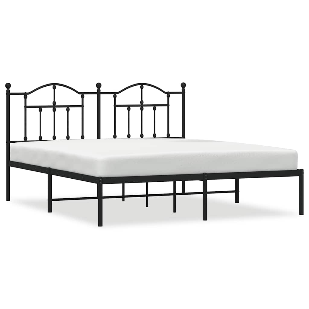 Sengeramme i metall med sengegavl svart 180x200 cm vidaXL