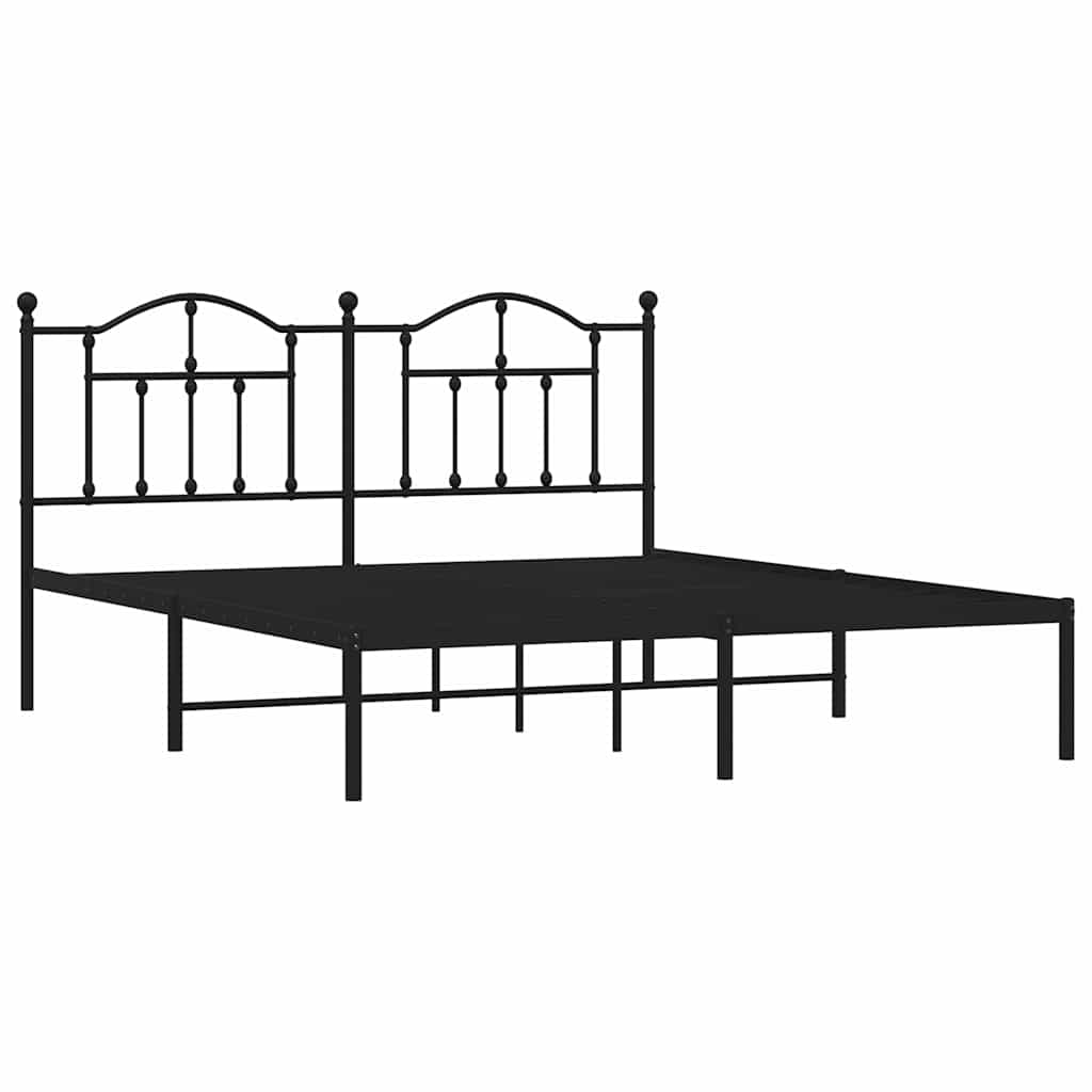 Sengeramme i metall med sengegavl svart 180x200 cm vidaXL
