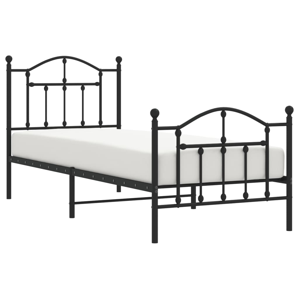 Sengeramme i metall med hode- og fotgavl svart 80x200 cm