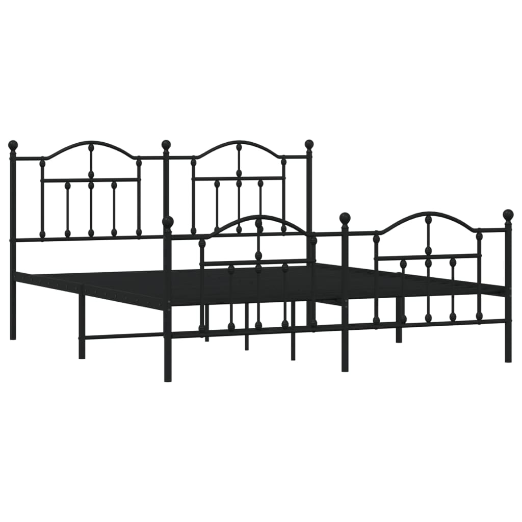 Sengeramme i metall uten madrass med fotgavl svart 180x200 cm