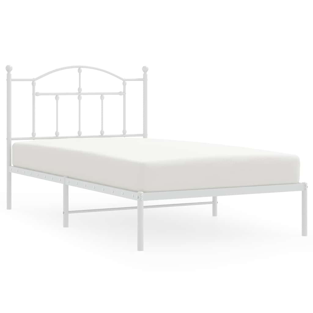 Sengeramme i metall med hodegavl hvit 100x190 cm