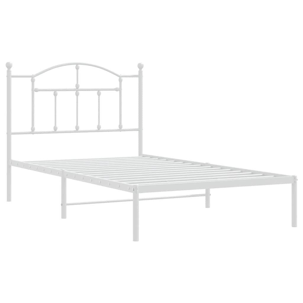 Sengeramme i metall med hodegavl hvit 100x190 cm