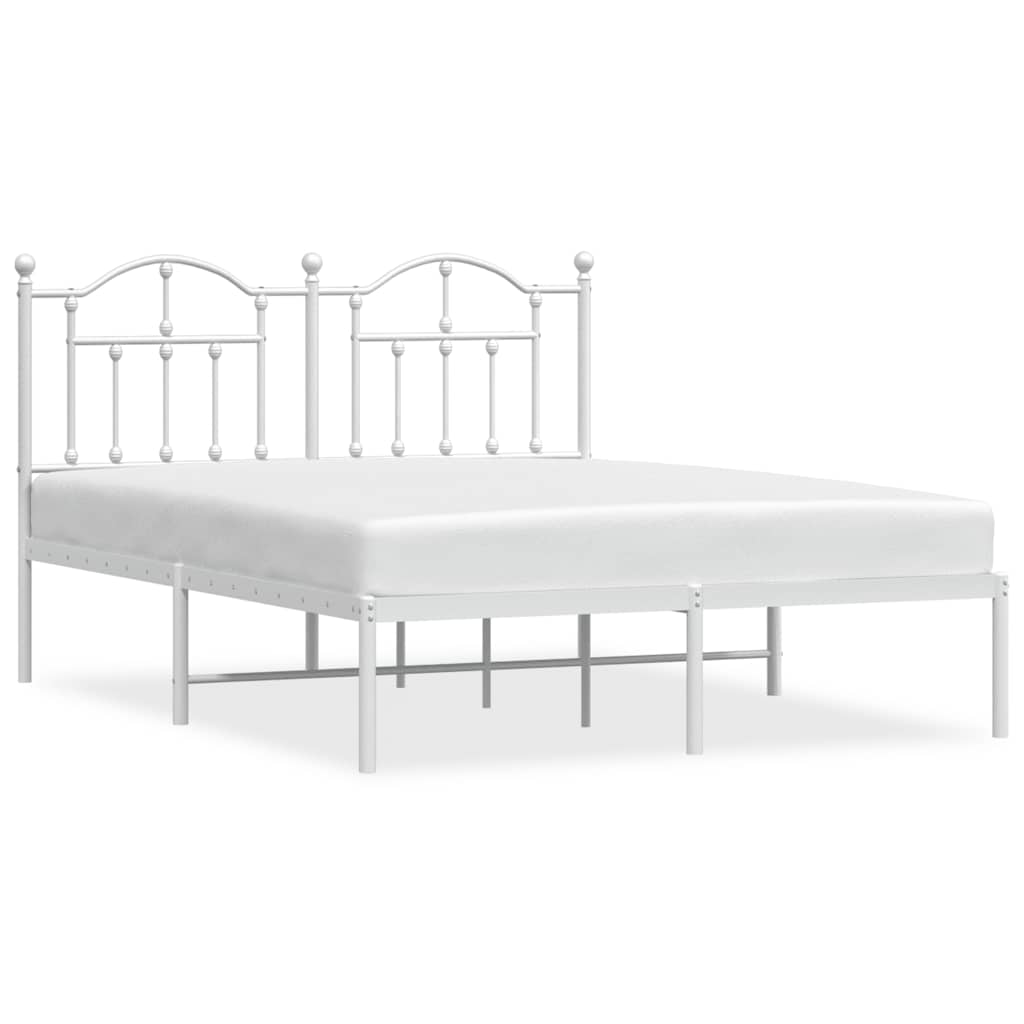 Sengeramme i metall med sengegavl hvit 150x200 cm