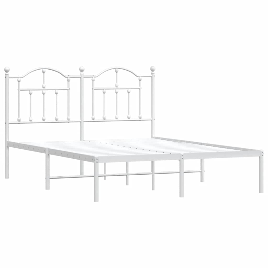 Sengeramme i metall med sengegavl hvit 150x200 cm