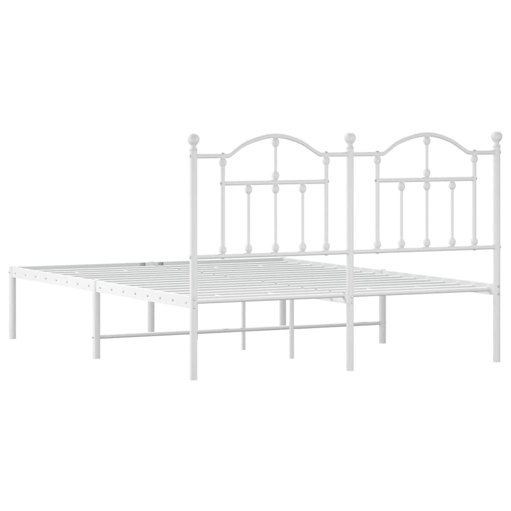 Sengeramme i metall med sengegavl hvit 150x200 cm