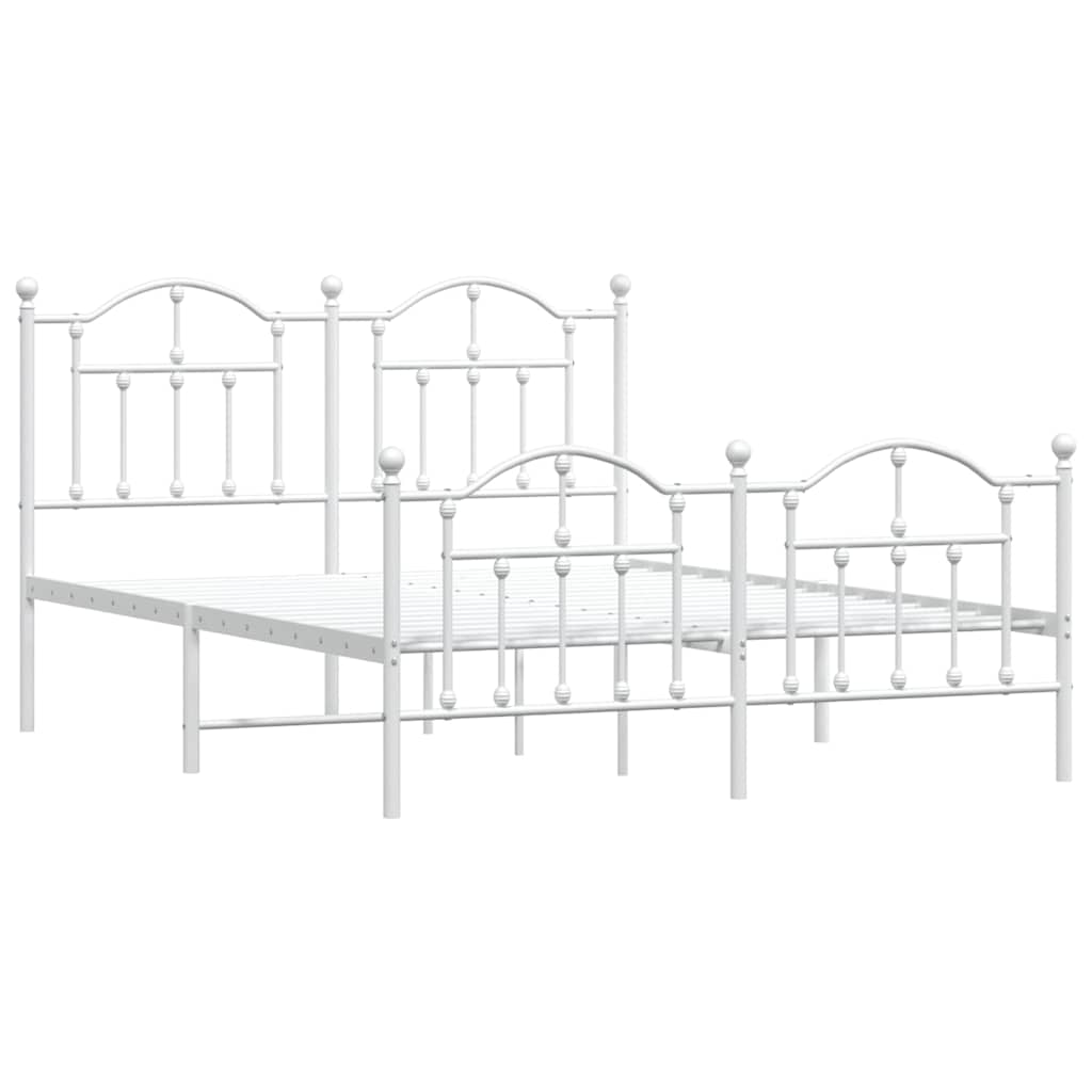 Sengeramme i metall med hode- og fotgavl hvit 135x190 cm