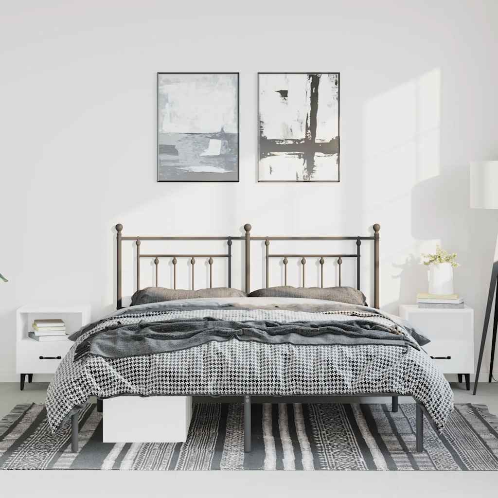 Sengeramme i metall med sengegavl svart 150x200 cm